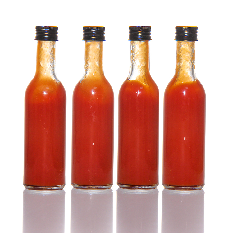 Plastic Lid Round Tomato Sauce Bottle Clear Hot Sauce Chilli Glass Bottle