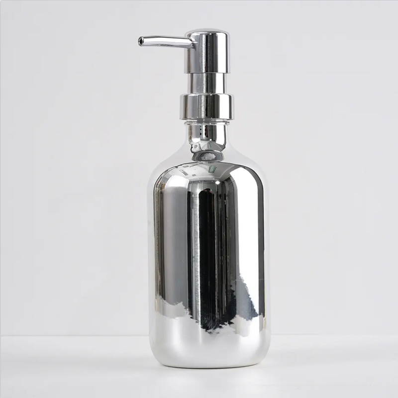 500ml Luxurious Cosmetic Pet Plastic Shampoo Lotion Packaging Bottle with Silver Plated