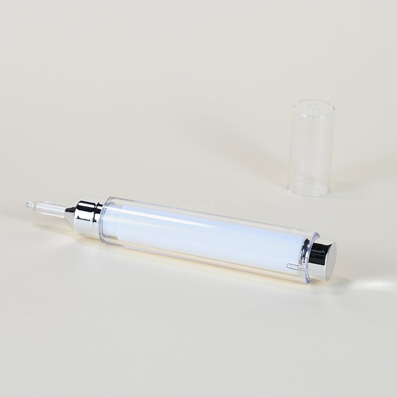 Kinpack Disposable 10ml 15ml Airless Syringe Bottle Plastic Dispensing Cosmetic Dropper Syringe Airless Bottle