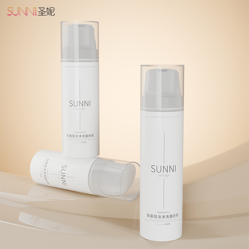 100ml Green Mousse Facial Cleanser Squeeze Foam Pump Pet Plastic Bottle