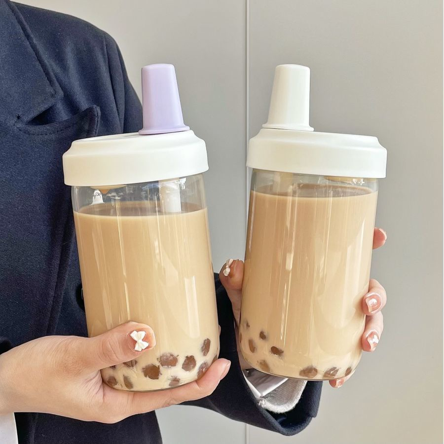 BPA-Free 500ml and 850ml Reusable Coffee Tumblers as Plastic Boba Bubble Milk Tea Bottle Cup with Straw