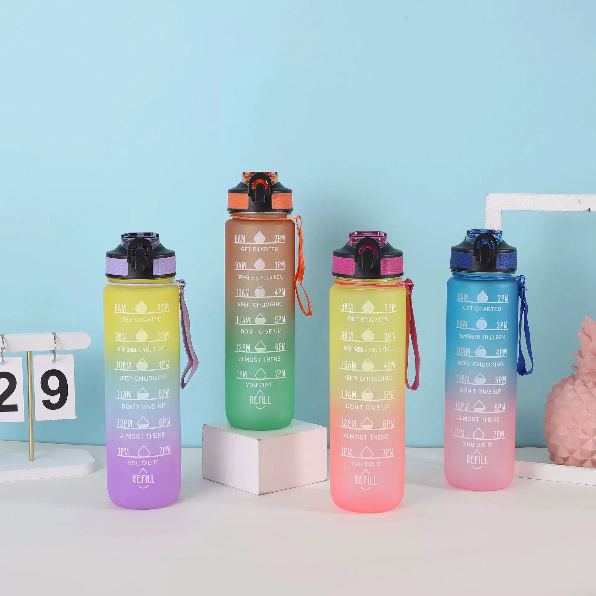 BPA Free Leakproof Plastic Home Sports Office Hydrate Flask Water Jug Sports Bottle with Lid