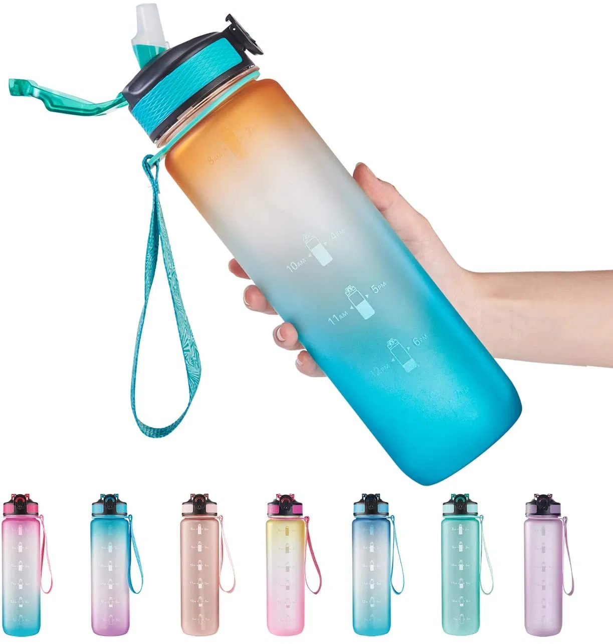 BPA Free Leakproof Plastic Home Sports Office Hydrate Flask Water Jug Sports Bottle with Lid