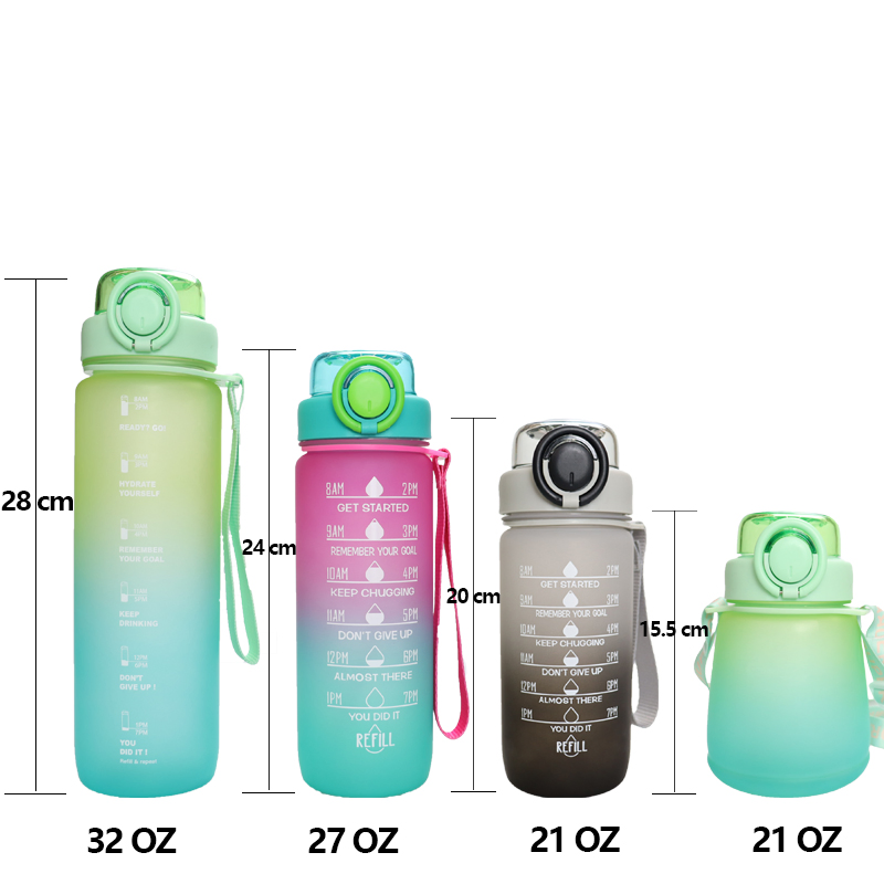 New Design Hot Outdoor 30oz 600ml Leakproof Plastic Tritan Motivational Drinking Water Bottle