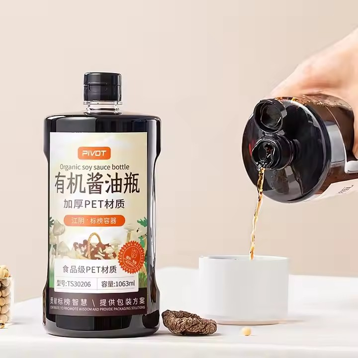 Customed Plastic Soy Sauce Bottle Vinegar Cooking Oil Packaging Pet Disposable Cap