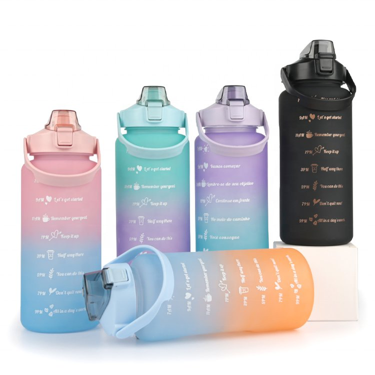 3PCS Outdoor Sport Gym BPA-Free Plastic Fitness Motivational Water Bottles Set