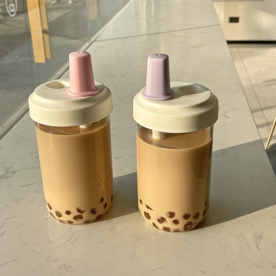 BPA-Free 500ml and 850ml Reusable Coffee Tumblers as Plastic Boba Bubble Milk Tea Bottle Cup with Straw