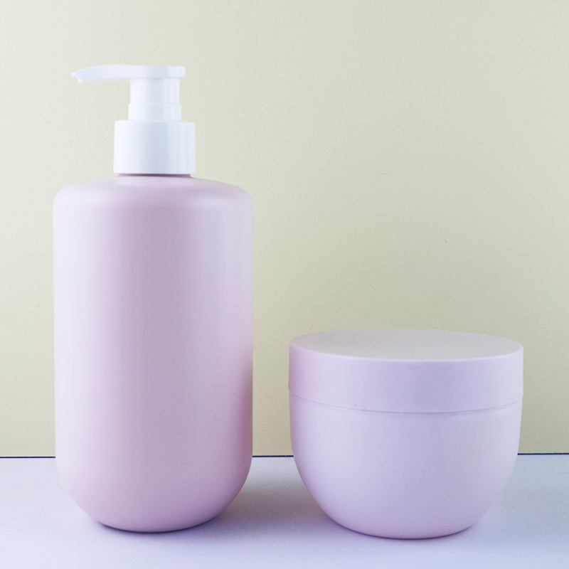 500ml/400ml/250g HDPE Wash and Care Set Plastic Bottle PP Shampoo Hair Mask Set Cosmetic Packaging