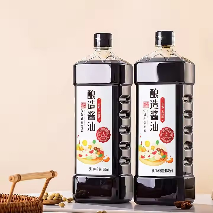 Customized Round Transparent Products Custom Packaging Soy Bottles Oil Plastic Sauce Bottle