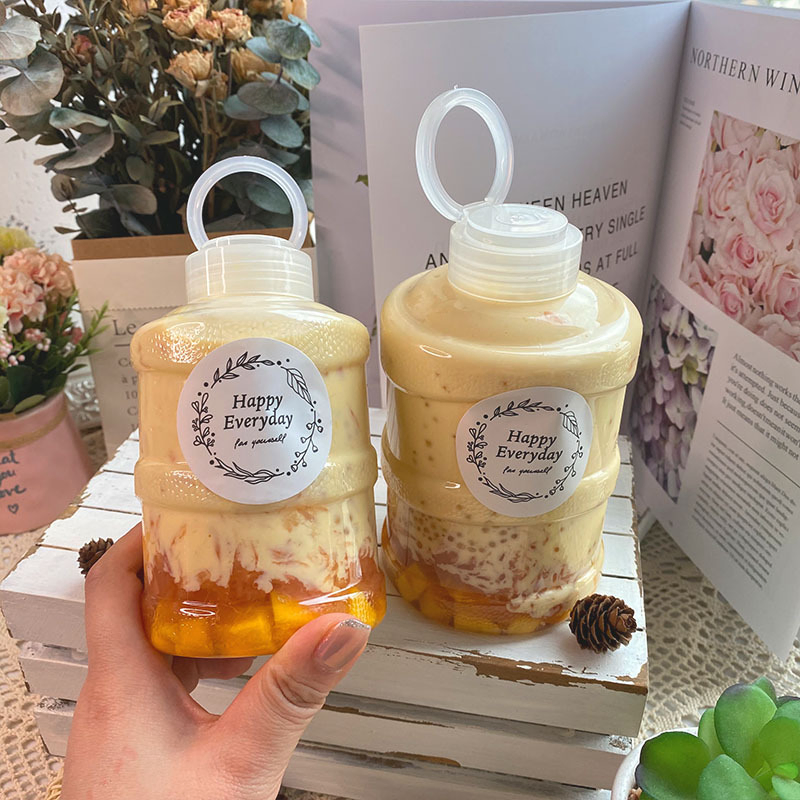 OEM Creative Funny Portable Leakproof Mini Water Bucket Plastic Bottle for Cold Press Juice with Plastic Screw Cap