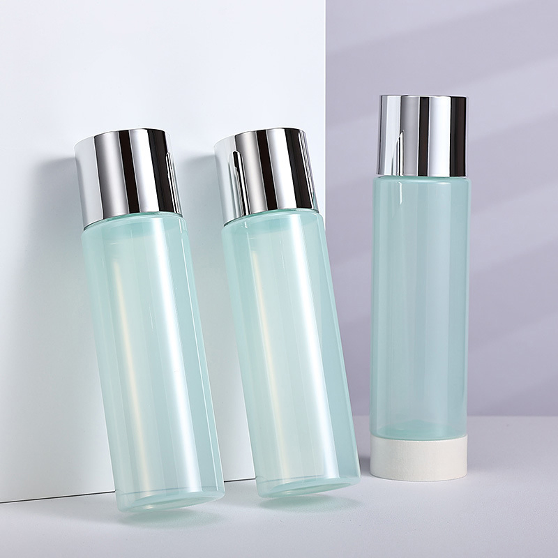 2022 New Model 100ml 120ml 150ml Recyclable Pet Cosmetics Cream Container Plastic Cosmetic Bottle Set Cosmetic Packaging with Box Packaging for Body Lotion