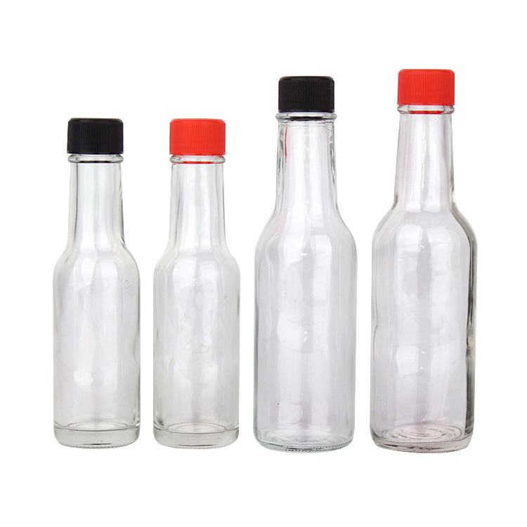 Stock Clear Glass Tamato Sauce Bottle 90ml 150ml 250ml Hot Sauce Woozy Glass Bottle with Plastic Cap