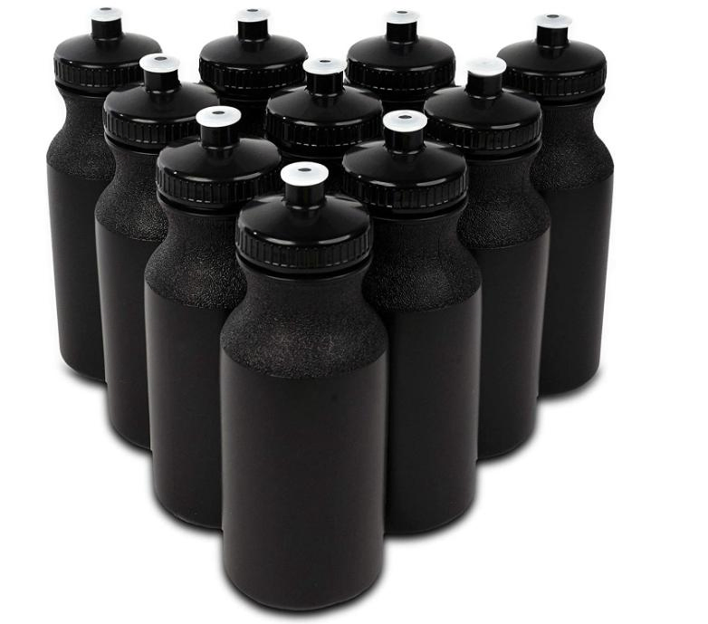 18 Oz Squeeze Reusable Plastic White Water Bottle, BPA Free, Bike Kids Water Bottles