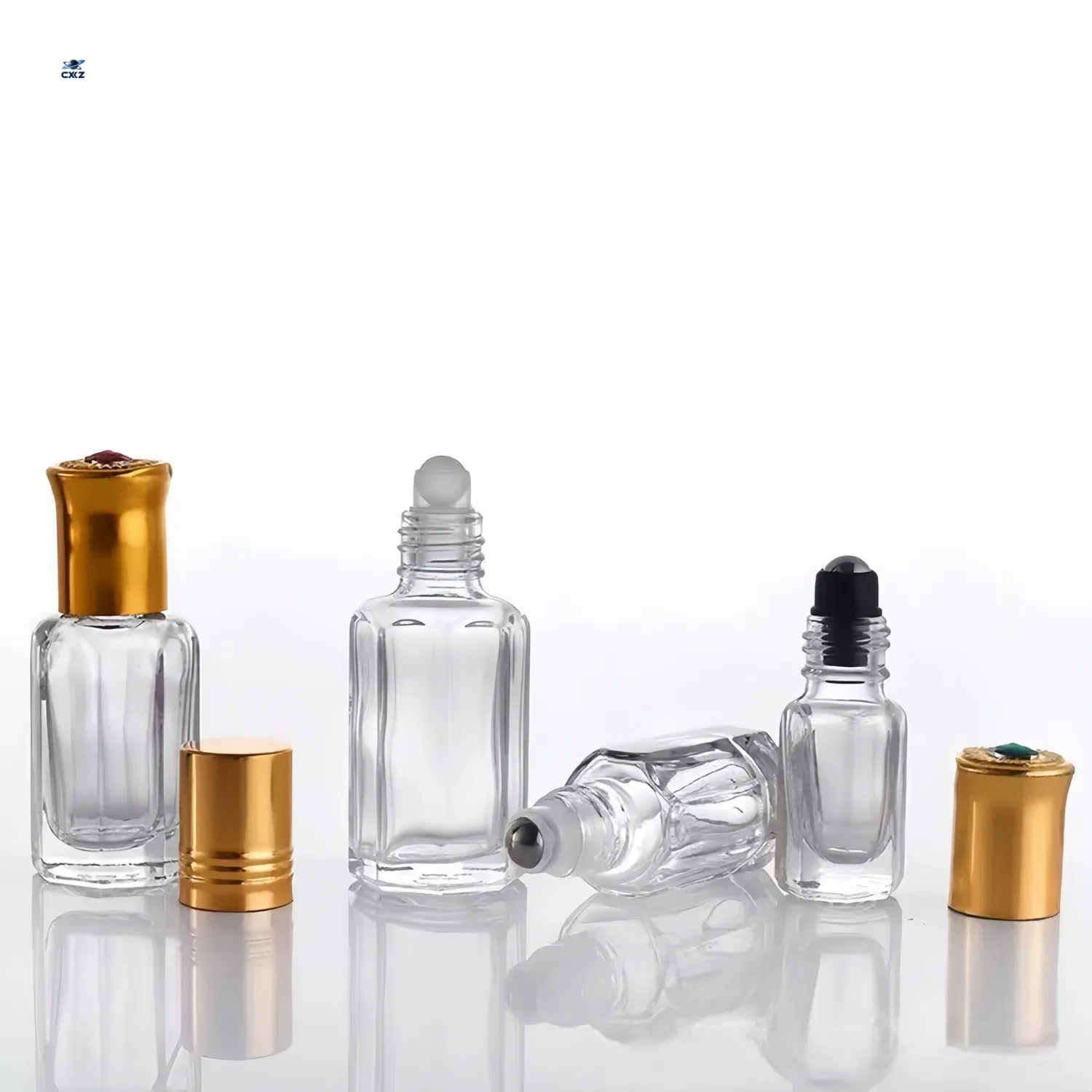 3ml Luxury Essential Oil Roller Empty Perfume Roller Massage Dabbing Sample Glass Bottles with Plastic Screw Cap