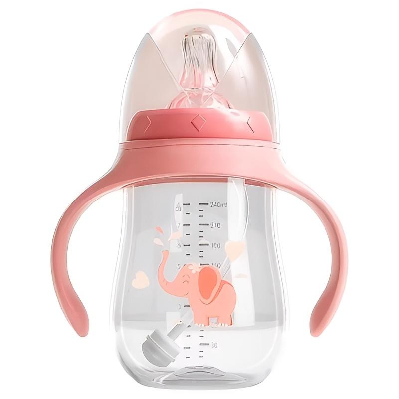 Customized 2 in 1 Water Bottle Plastic Baby Feeding Bottle with Anti-Colic Silicone Nipple Baby Feeder Nursing PPSU Milk Bottle with Handle Baby Product