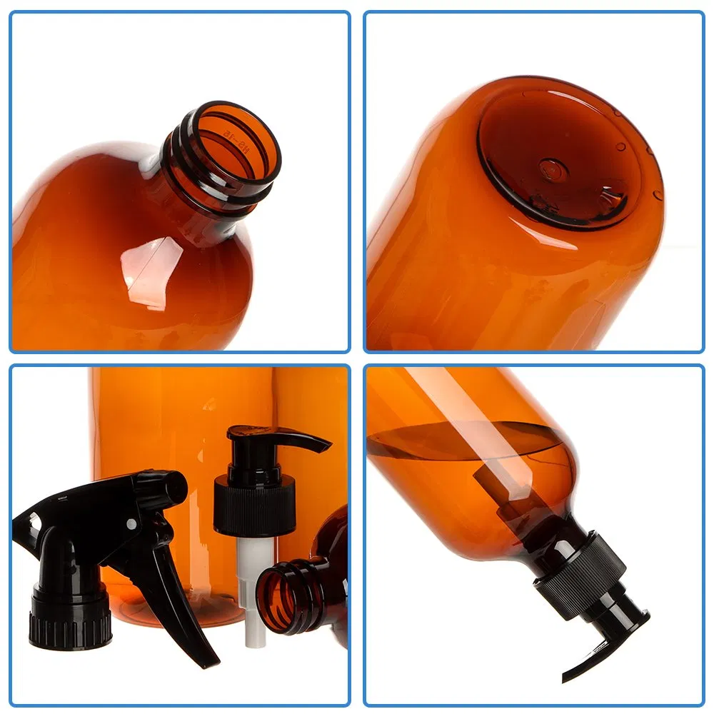 Empty Shampoo Lotion Bottle 500ml Amber Green Pet Plastic Toner Lotion Bottle