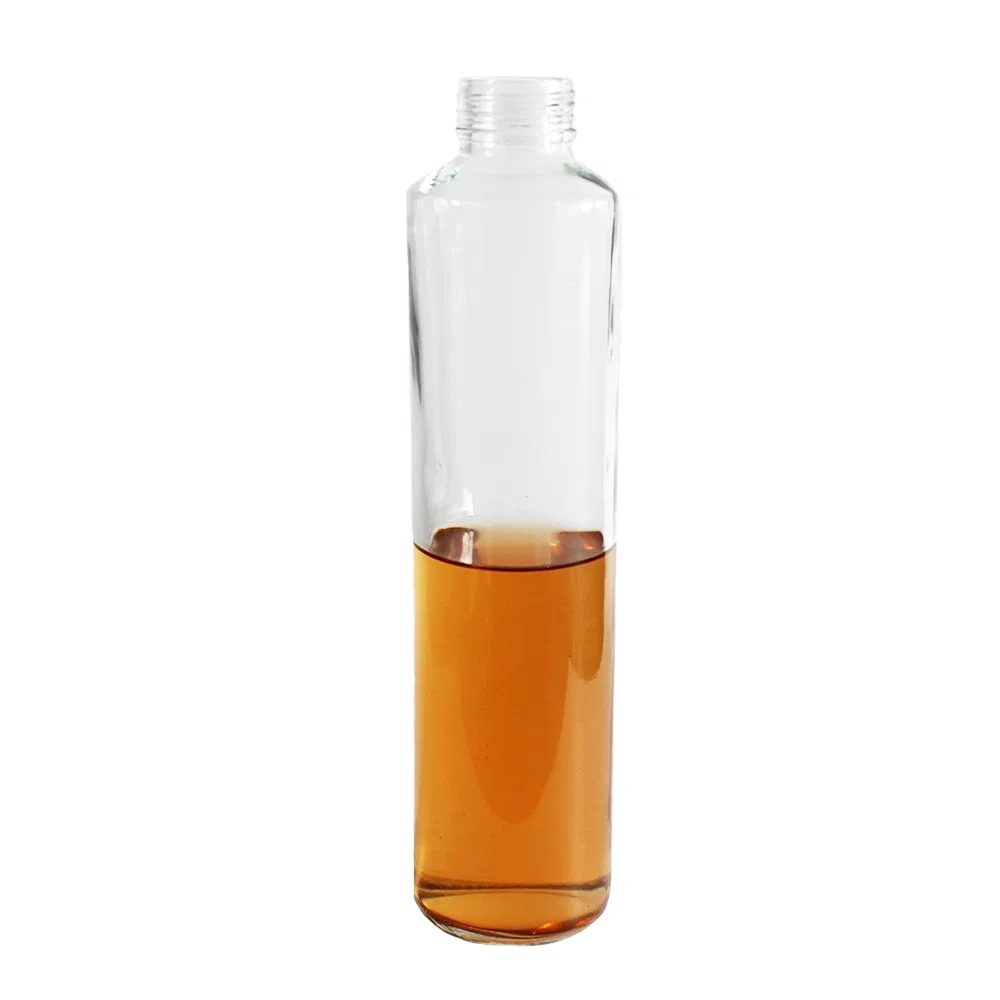 Wholesale Customizable 750ml Ultra-Transparent Recyclable Glass Mineral Water Bottle Beverage Container with Engraved Patterns Plastic or Metal Cap