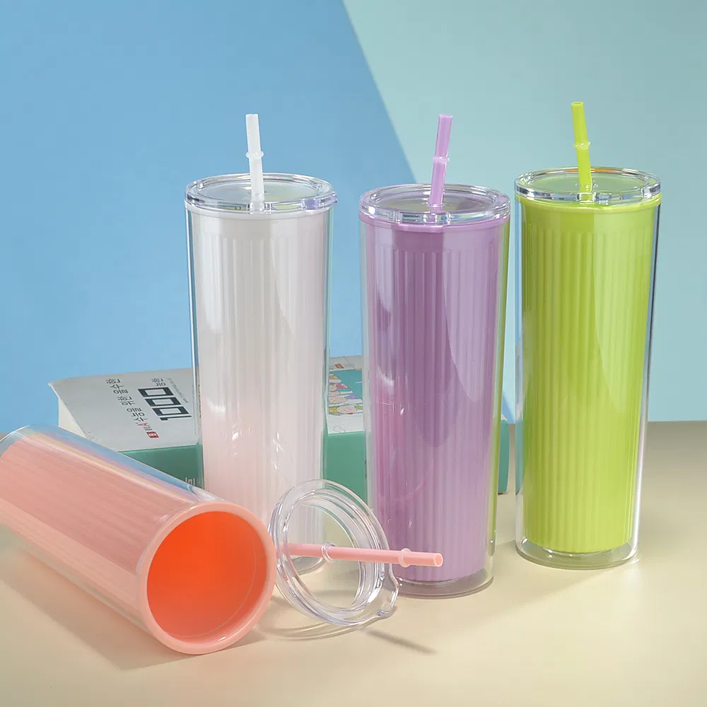 Simple Vertical Straight Cylinder Large Capacity Double Plastic Water Bottle