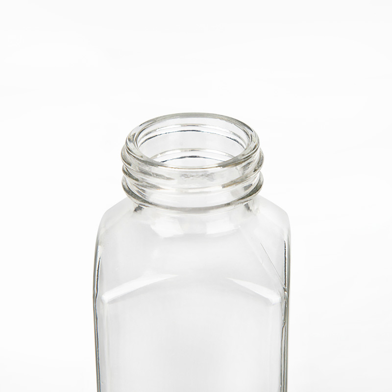 China Manufacturer Square 8oz 350ml Juice Milk Coffee Soda Drinking Glass Bottle with Plastic Screw Lid