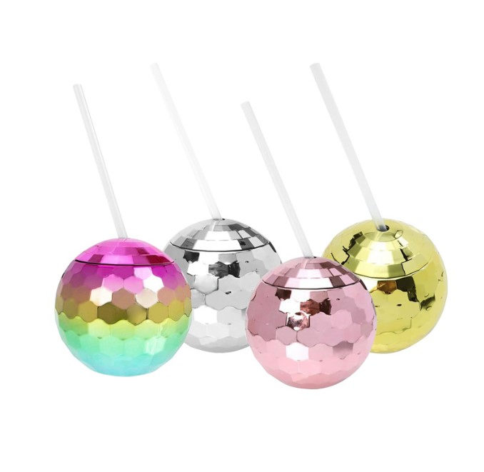 Wholesale Round Colored Electroplated Disco Glitter Ball Plastic Water Bottle