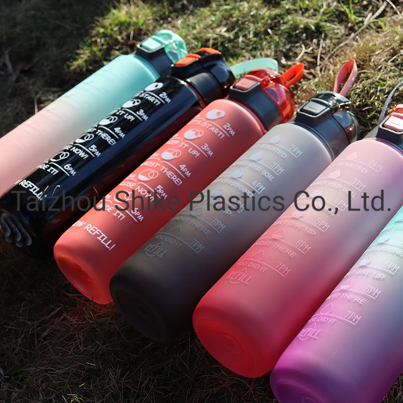 32oz Motivational Time Maker Leakproof BPA Free Plastic Tritan Reusble Flip Top Water Bottle for Sports