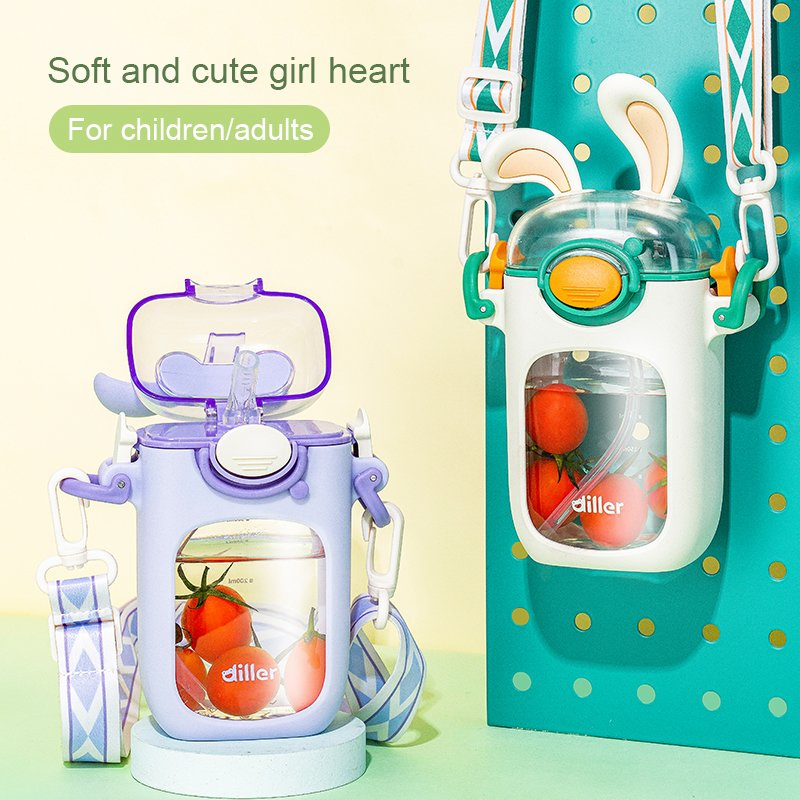 Wholesale Rabbit Kids Tritan BPA Free Plastic Water Bottles with Strap