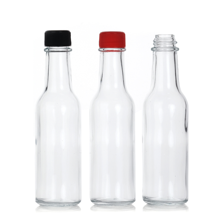 Plastic Lid Round Tomato Sauce Bottle Clear Hot Sauce Chilli Glass Bottle