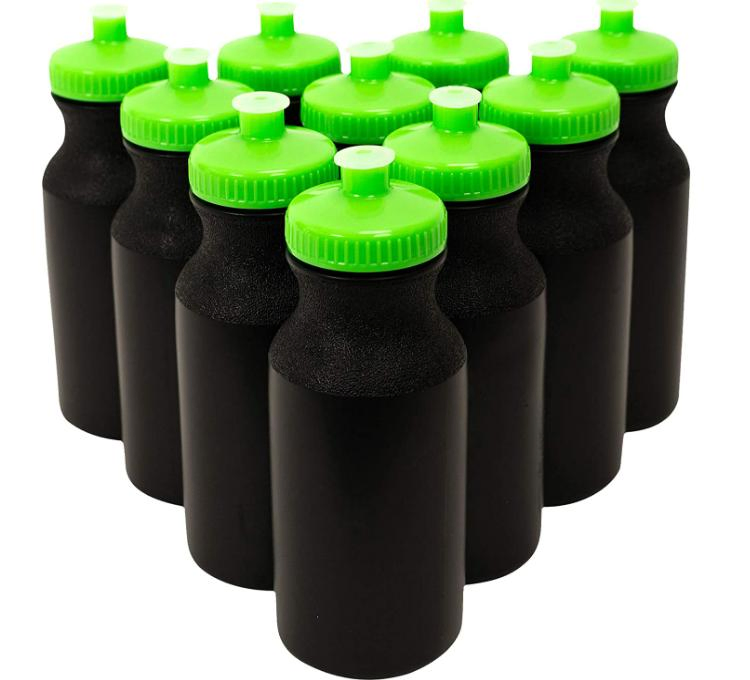 18 Oz Squeeze Reusable Plastic White Water Bottle, BPA Free, Bike Kids Water Bottles