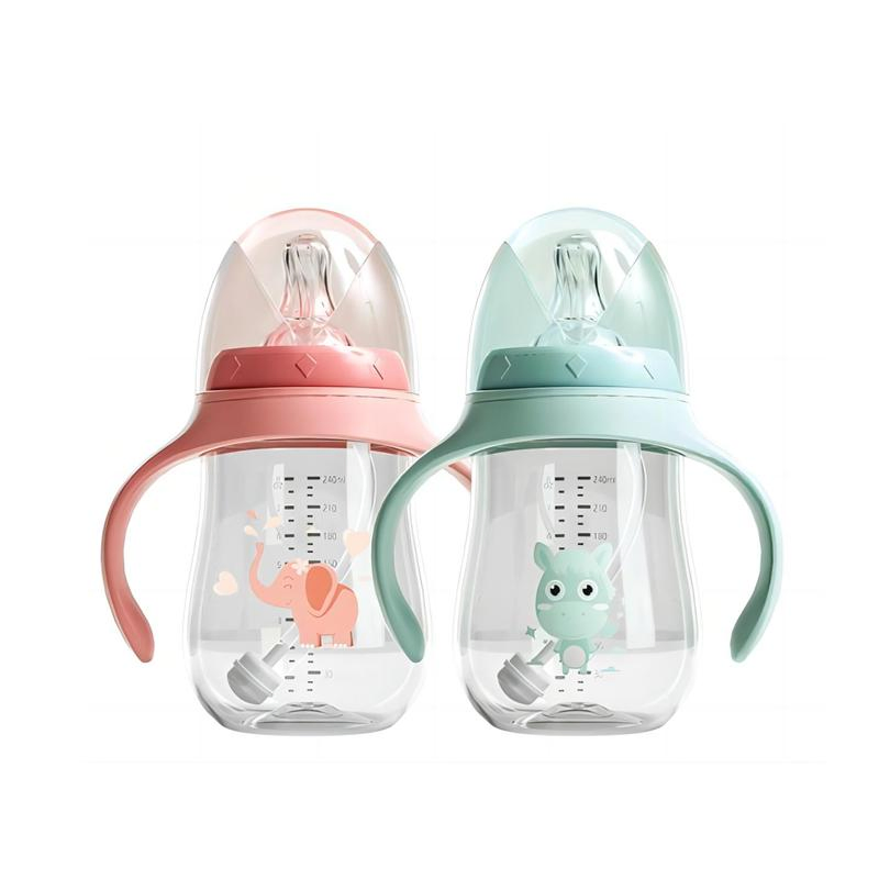 Customized 2 in 1 Water Bottle Plastic Baby Feeding Bottle with Anti-Colic Silicone Nipple Baby Feeder Nursing PPSU Milk Bottle with Handle Baby Product