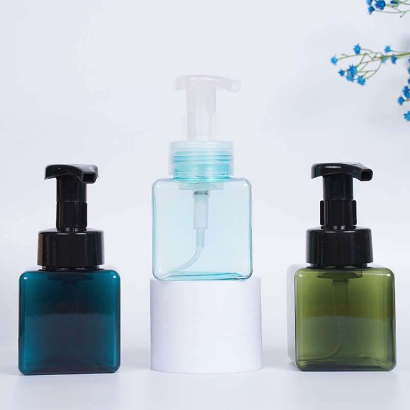 200ml 250ml Square Shape Reusable Bottle Plastic PETG Skincare Face Wash Shampoo Container Liquid Soap Foam Pump Bottle