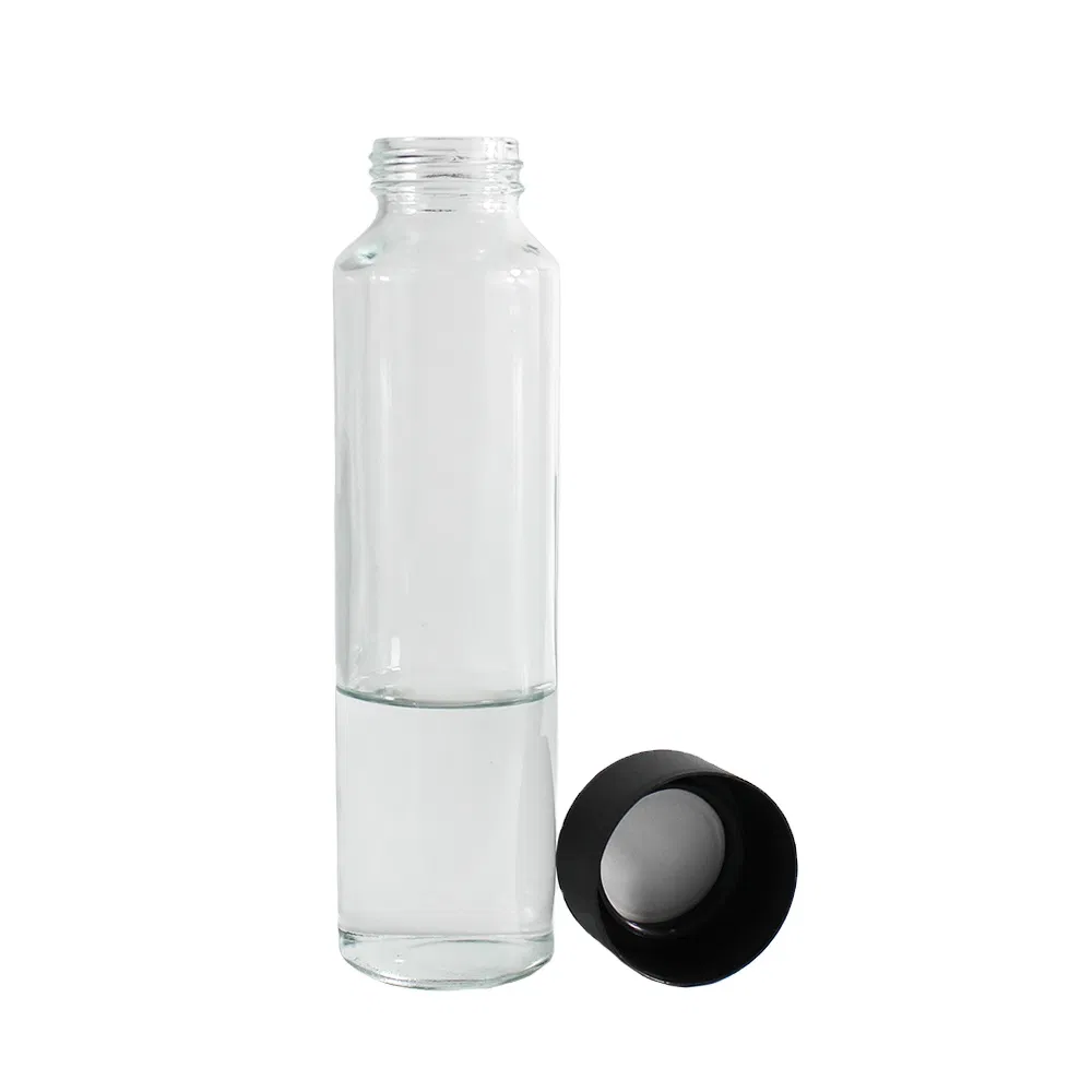 Wholesale Customizable 750ml Ultra-Transparent Recyclable Glass Mineral Water Bottle Beverage Container with Engraved Patterns Plastic or Metal Cap