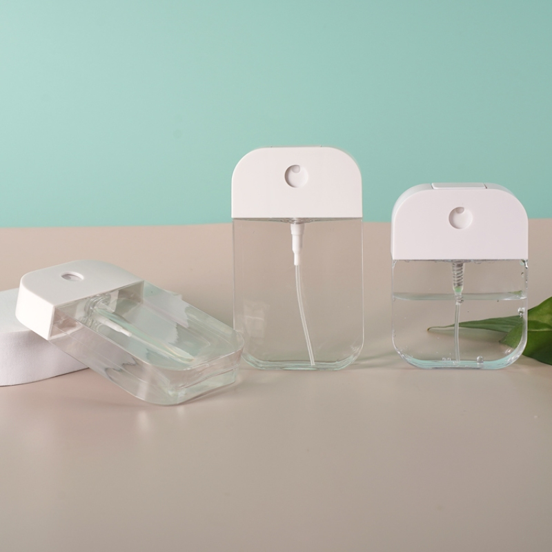 Recyclable 38ml Transparent Perfume Small Sample Plastic Spray Bottle with Silicone Holder