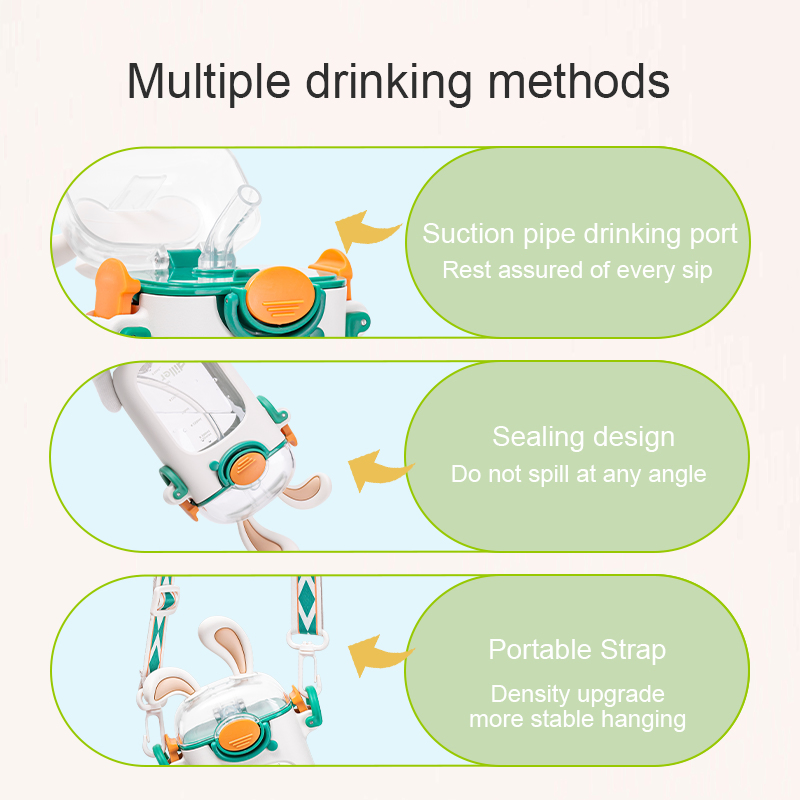 Wholesale Rabbit Kids Tritan BPA Free Plastic Water Bottles with Strap