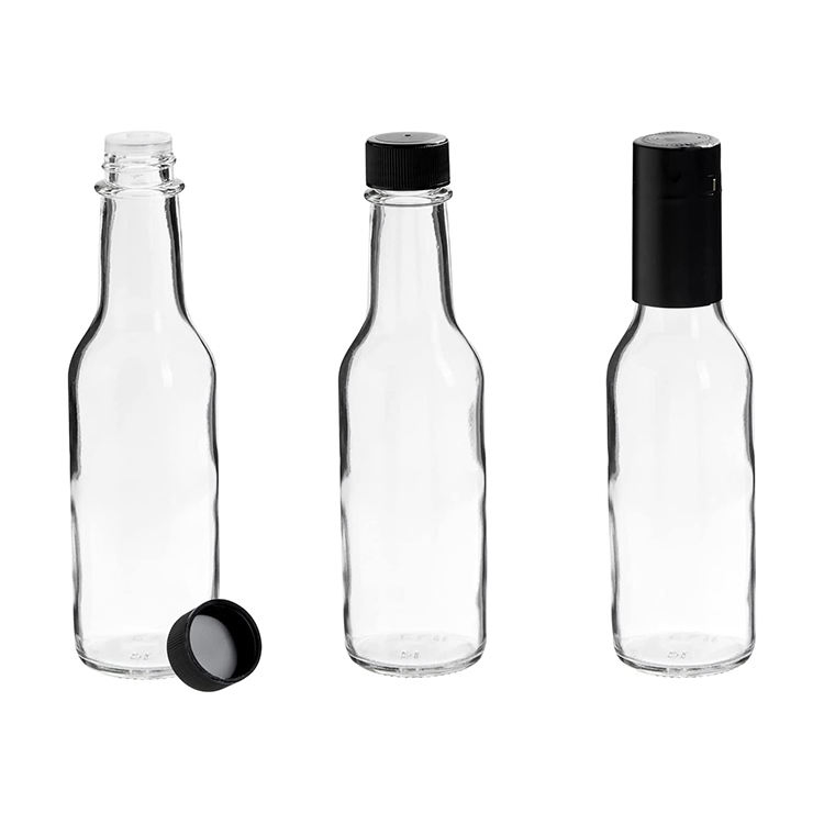 Stocked 90ml 150ml 250ml Ketchup Pepper Chili Vinegar Sauce Tabasco Glass Bottle for Condiments with Plastic Cap