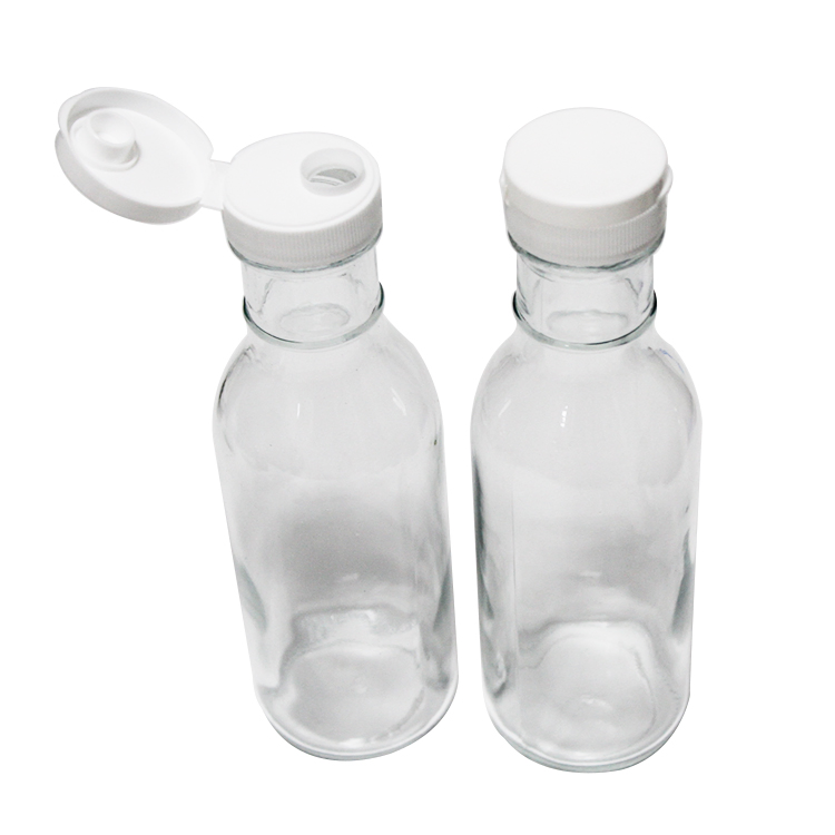 Empty Glass Sauce Salad Sauce Chili Glass Bottles with Screw Plastic Lid