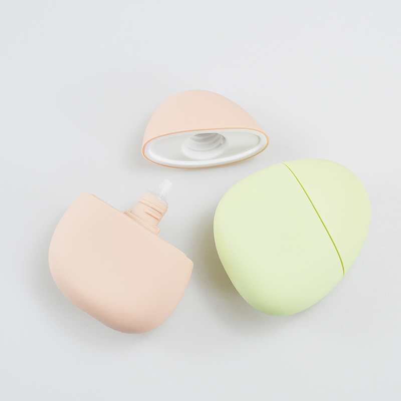 New Design HDPE Egg Shape Container Plastic Squeeze Plush Touch Feeling Sunscreen Bottle