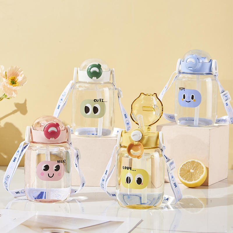 Lovely Kids Children's Plastic Leakproof Cheap Water Bottle with Spring Lid
