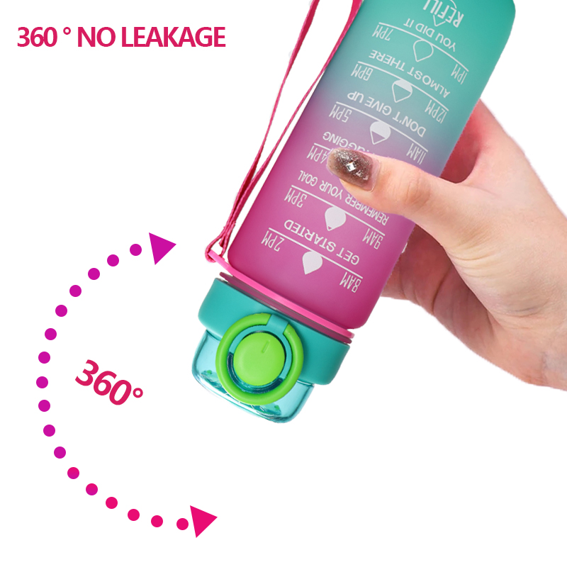 New Design Hot Outdoor 30oz 600ml Leakproof Plastic Tritan Motivational Drinking Water Bottle