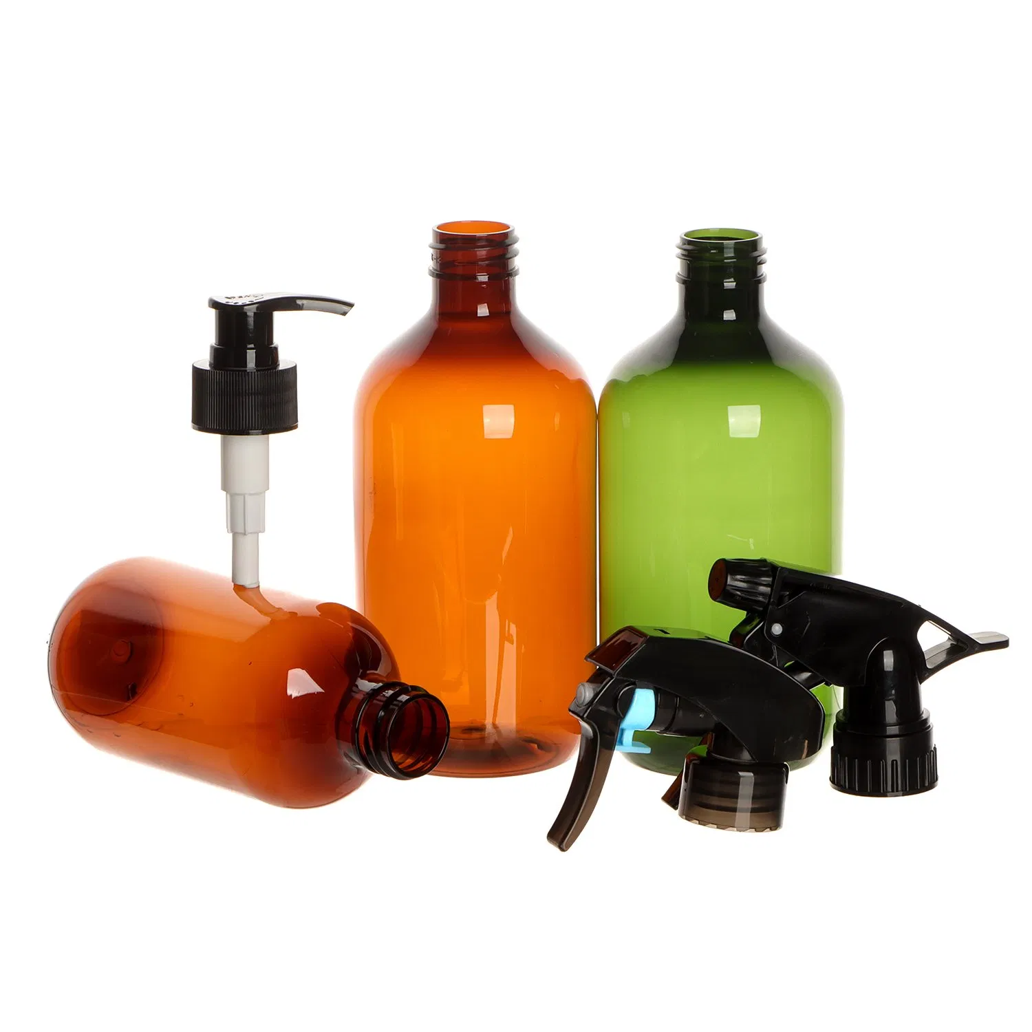 Empty Shampoo Lotion Bottle 500ml Amber Green Pet Plastic Toner Lotion Bottle