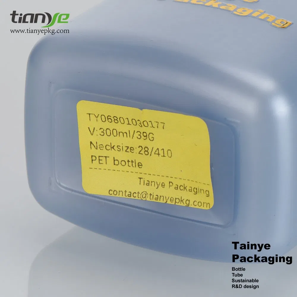 Recyclable Portable 300ml Rectangle Pet Shampoo Body Cleanser Cosmetic Packaging Lotion Pump Bottle