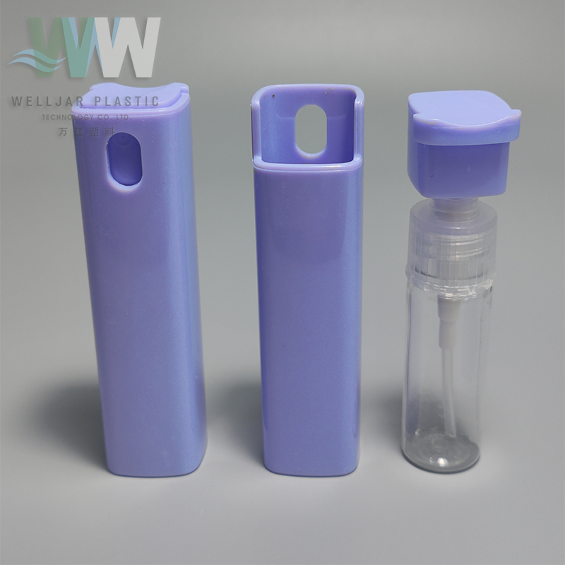 New Design Colorful 10ml 20ml Green Empty Refill Perfume Atomizer Glass Square Plastic Spray Breathing Mouth Refreshing Bottle