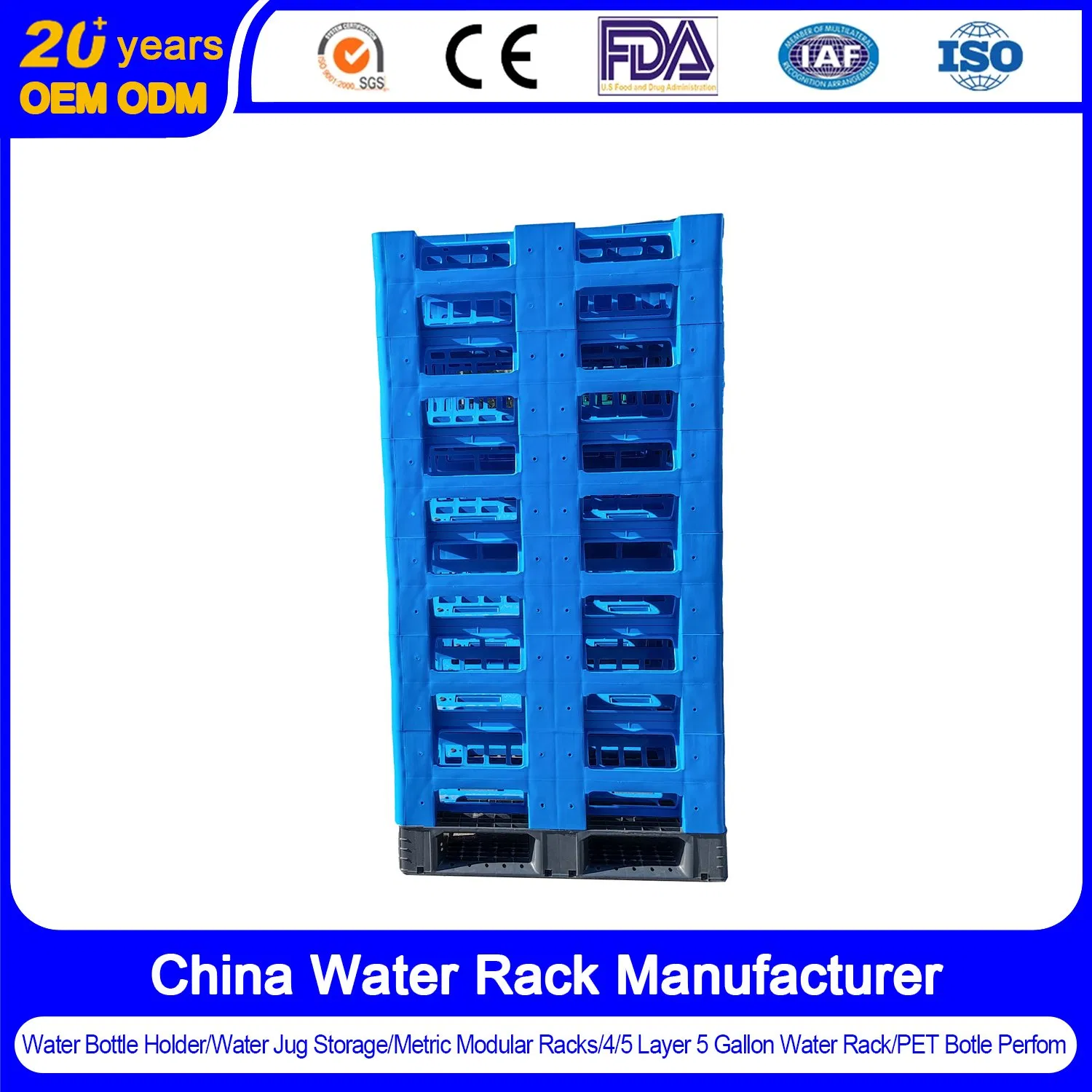 Food Grade Material HDPE 5 Gallon 20 LTR Plastic Water Rack for Safe Storage of Drinking Water Bottles in Commercial Establishments