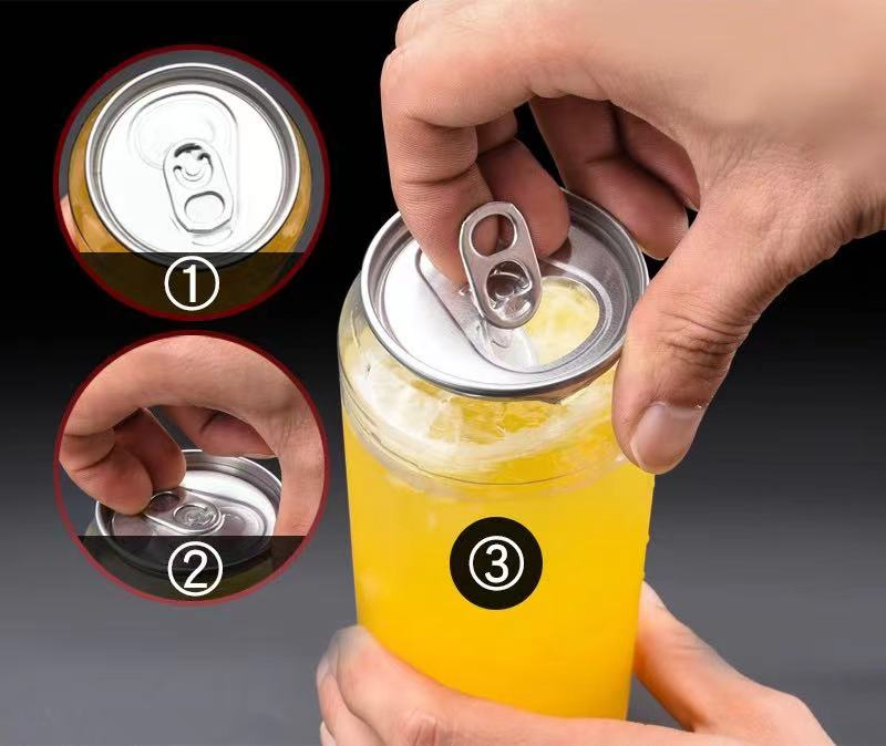 Pet Clear Customized Food Can 330ml 500ml Plastic Beverage Can with Aluminum Sealer