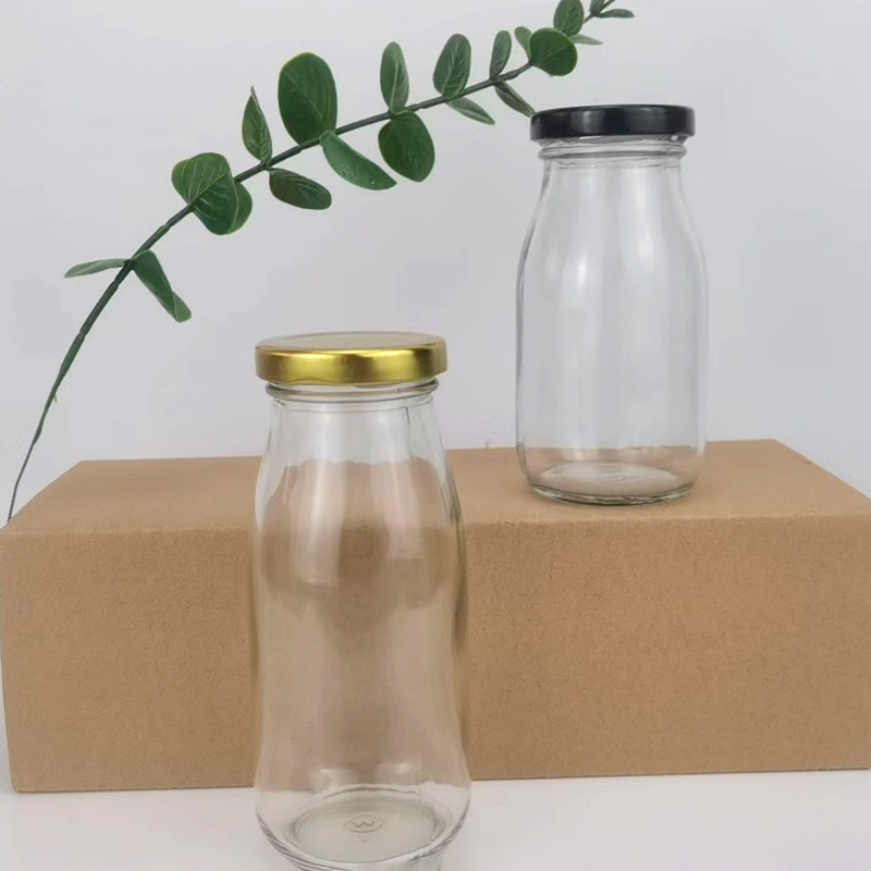 Transparent Glass Bottle for Milk Beverage