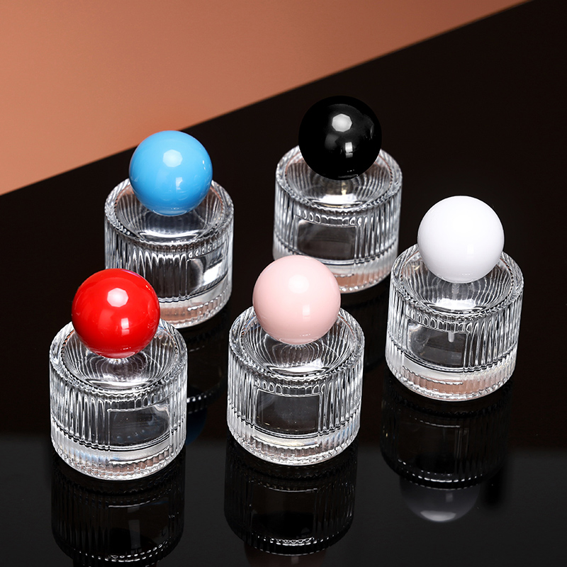 40ml Cylindrical Clear Glass Perfume Spray Bottle with Candy-Colored Plastic Ball Caps