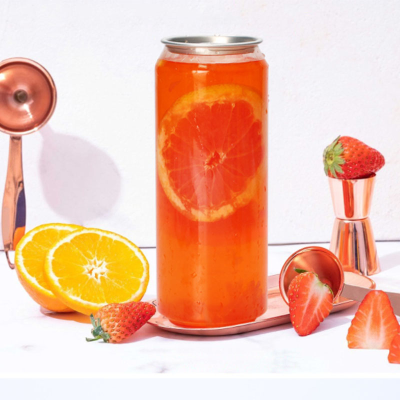 Custom Logo Flat Bottom Empty Plastic Pet Easy Open Can with Aluminium Lid for Soft Drink