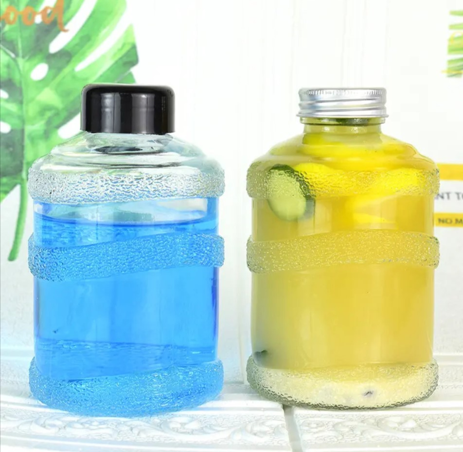 New Shape 17oz 24oz 34oz 500ml Portable Mini Water Juiced Bucket Plastic Beverage Bottle Milk Tea Bottle with Aluminum Cap