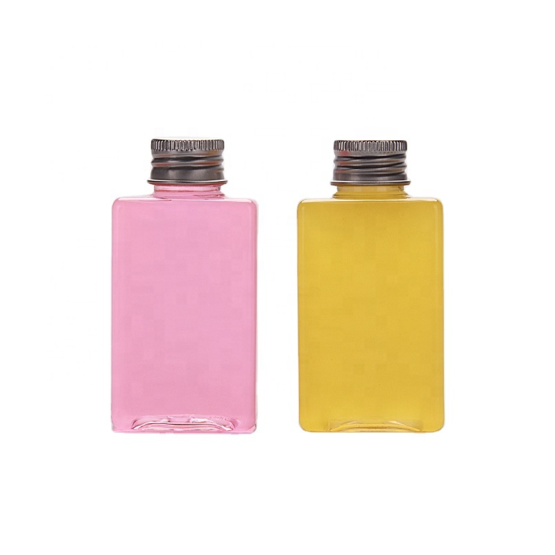 350ml Disposable Pet Plastic Milk Tea Juice Flat Beverage Small Beer Wine Bottle with Lid