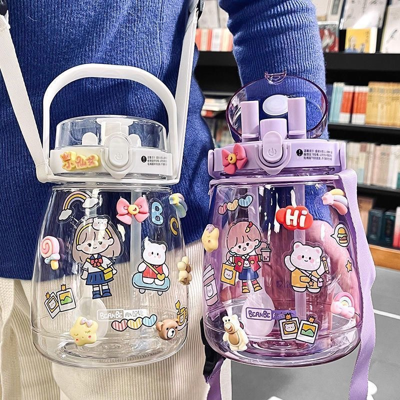 Eco Friendly BPA Free Plastic Kids Water Bottle with Straw &amp; Lid