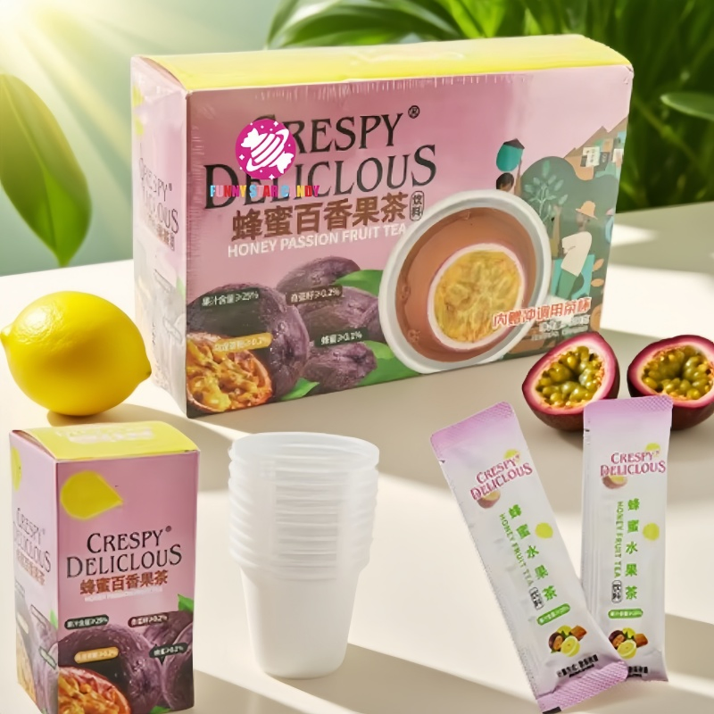 OEM Custom Drink Beverage Confectionery Instant Food 2 in 1 One Time Use Cups Sweets Honey Passion Fruit Tea Juice